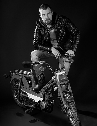 Charles' shooting in a photo studio